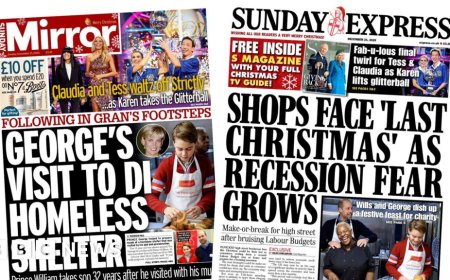 The Papers: George visits 'Di homeless shelter' and shops face 'last Christmas'