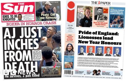 The Papers: Anthony Joshua in 'horror crash' and honours for 'pride of England'