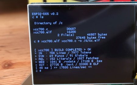 Xcc700: Self-Hosted C Compiler for the ESP32/Xtensa