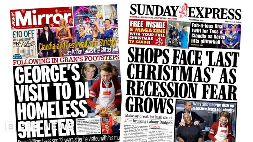 The Papers: George visits 'Di homeless shelter' and shops face 'last Christmas'
