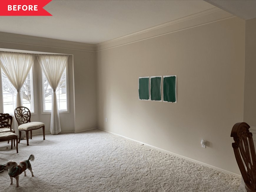 These Green Bookshelves Completely Transform This Living Room