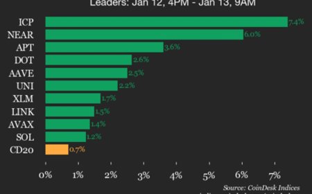 CoinDesk 20 Performance Update: Internet Computer (ICP) Gains 7.4%