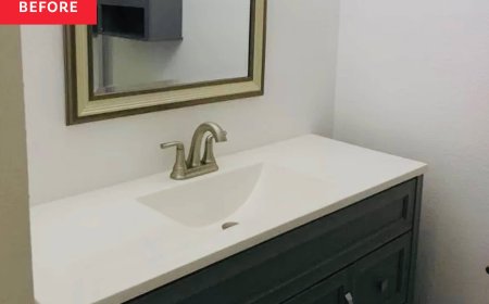 An "Outdated" Bathroom's Makeover Features a Funky $60 Accent Wall