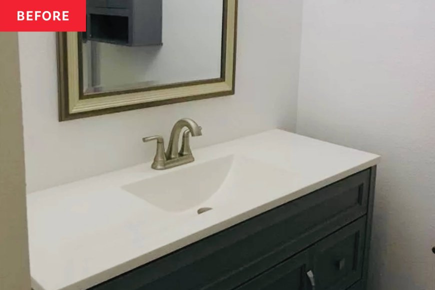 An "Outdated" Bathroom's Makeover Features a Funky $60 Accent Wall