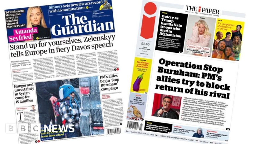 The Papers: Zelensky's 'fiery' Davos speech and 'Operation Stop Burnham'
