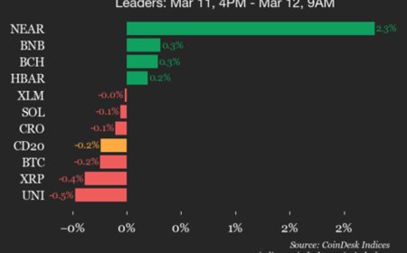 CoinDesk 20 performance update: Polkadot (DOT) drops 2.3% as index trades lower