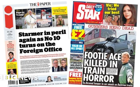 The Papers: 'Starmer in peril' and 'Gunners hero dead'