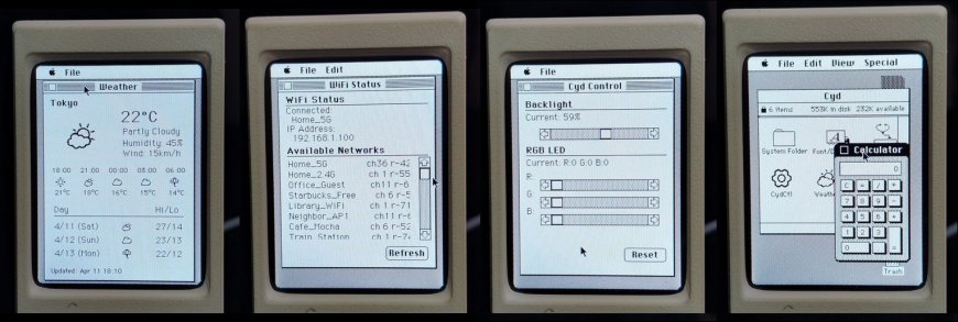 ESP32 Weather Display Runs Macintosh System 3