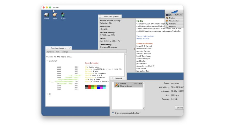 Haiku Isn’t Just for X86 Anymore, Boots on ARM in QEMU