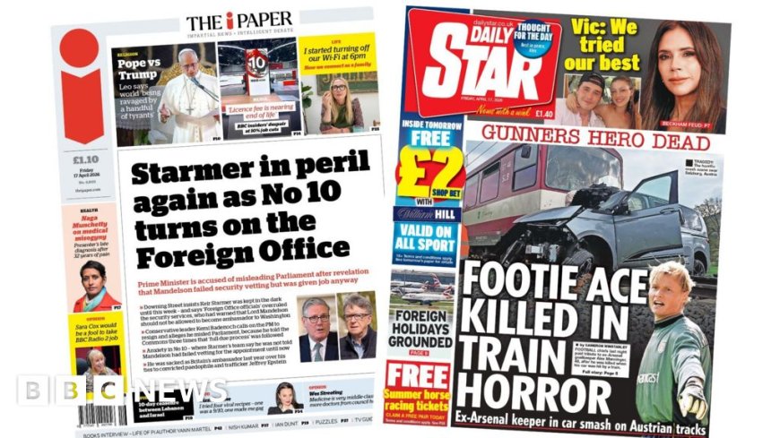 The Papers: 'Starmer in peril' and 'Gunners hero dead'