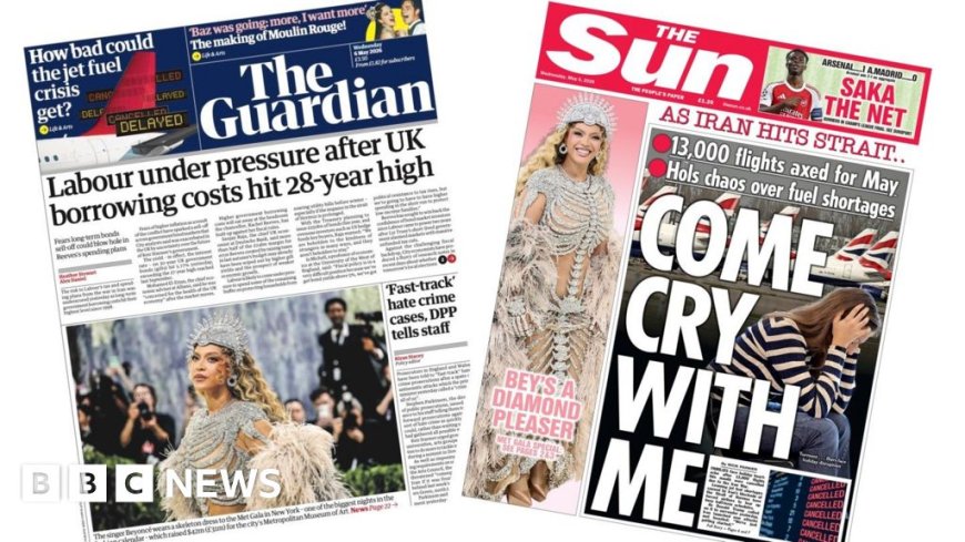 The Papers: 'Borrowing costs hit 28-year high' and 'Come cry with me'